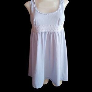 Vintage Women's Medium Nightgown 1970's Sears JR Bazaar Lavender Sleeveless Lace